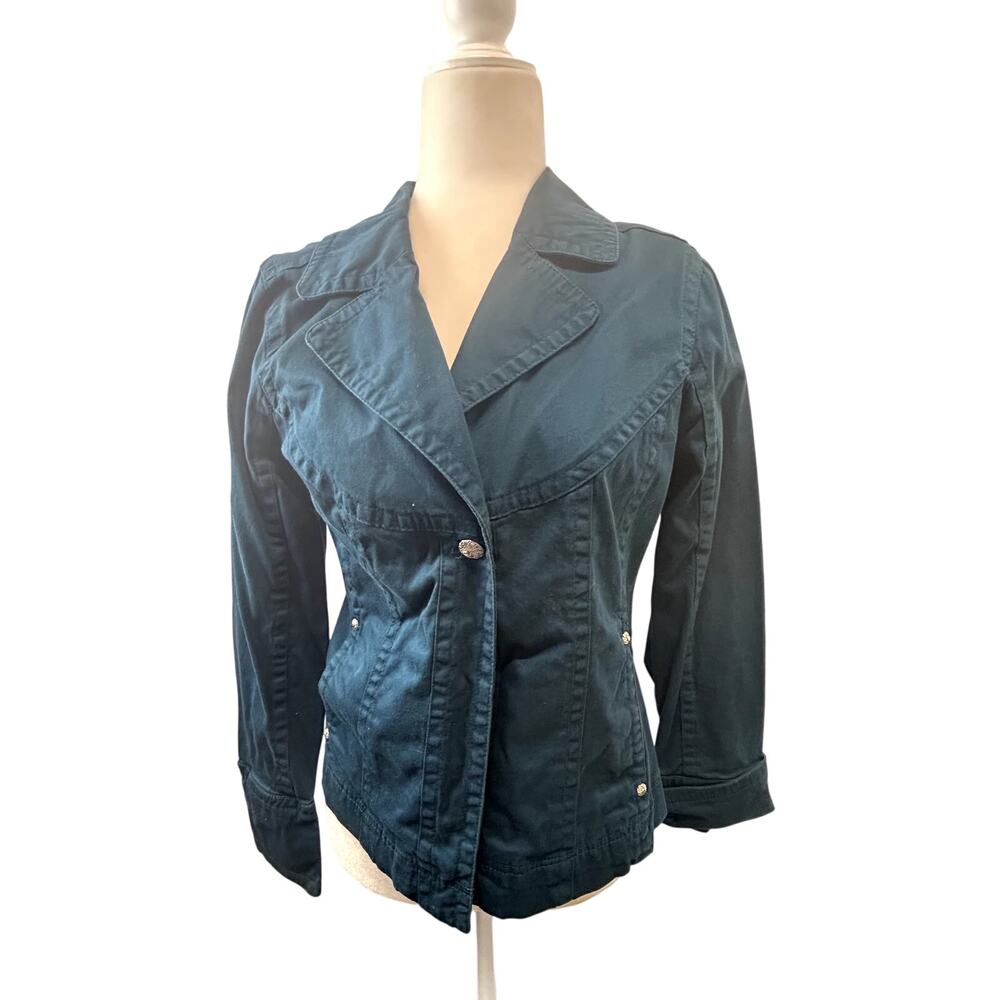 SKU 2029 LAL Live A Little Jacket Size Medium Teal Green Blue Long Sleeve